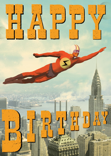 Happy Birthday Superhero Greeting Card by Max Hernn